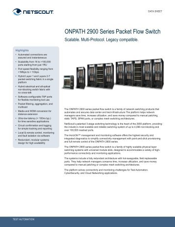 ONPATH 2900 Series Packet Flow Switch - NetScout