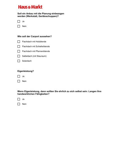 CHECKLISTE CARPORT-BAU