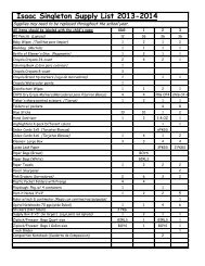 Isaac Singleton Elementary School Supply List 13-14 - Joliet Public ...