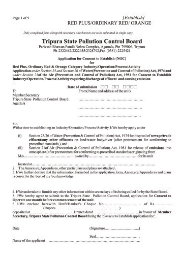 Establish - Tripura State Pollution Control Board