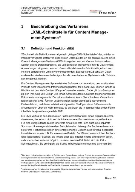 XML-Schnittstelle für Content Management-Systeme