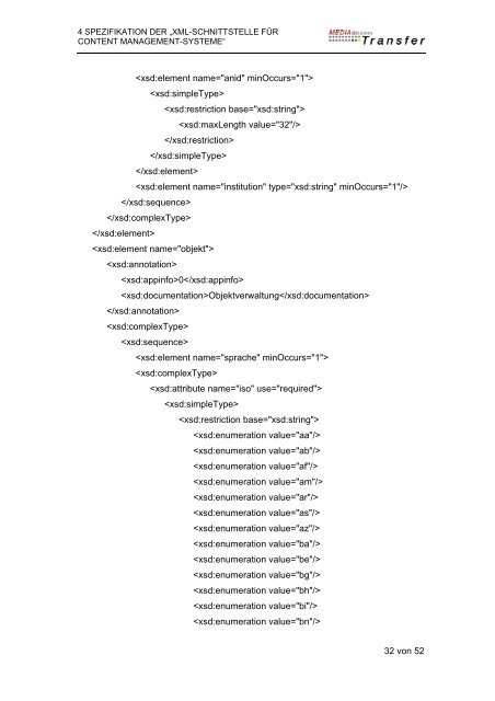 XML-Schnittstelle für Content Management-Systeme