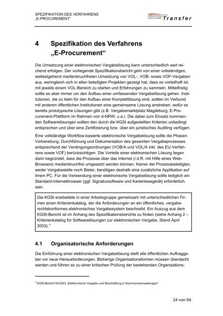 Spezifikationsbericht E-Procurement