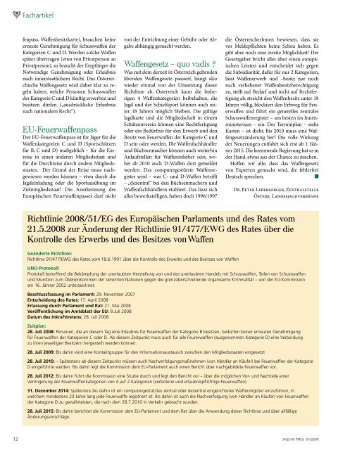 Zeitschrift des Tiroler JÃ¤gerverbandes JÃ¤nner 2009 â€¢ Jahrgang 61 ...