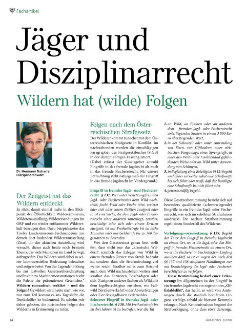 Zeitschrift des Tiroler JÃ¤gerverbandes JÃ¤nner 2009 â€¢ Jahrgang 61 ...