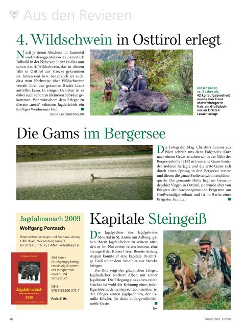 Zeitschrift des Tiroler JÃ¤gerverbandes JÃ¤nner 2009 â€¢ Jahrgang 61 ...