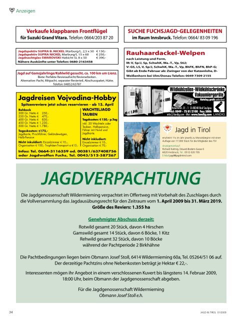 Zeitschrift des Tiroler JÃ¤gerverbandes JÃ¤nner 2009 â€¢ Jahrgang 61 ...