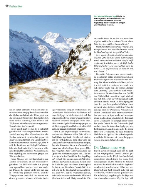 Zeitschrift des Tiroler JÃ¤gerverbandes JÃ¤nner 2009 â€¢ Jahrgang 61 ...