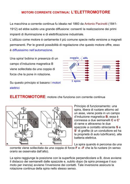 MOTORI CORRENTE CONTINUA: L'ELETTROMOTORE ... - Vfioraso.it