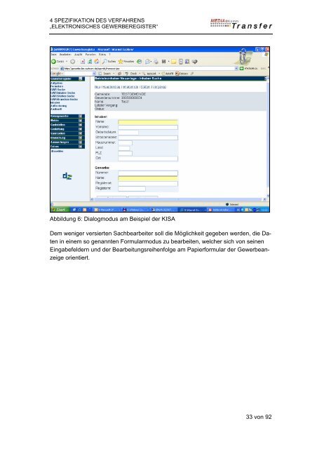 Spezifikationsbericht Elektronisches Gewerberegister