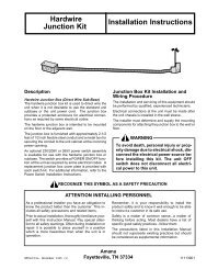 Installation Instructions Hardwire Junction Kit - Amana PTAC