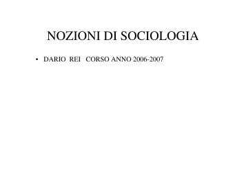 NOZIONI DI SOCIOLOGIA - CittÃ  Studi