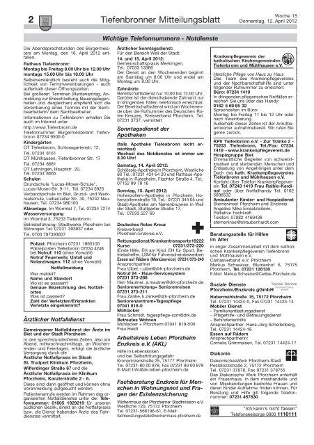 Mitteilungsblatt KW 15/2012 - Tiefenbronn