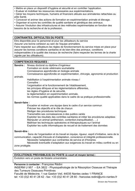 Fiche de Poste responsable oct 2012 - SAVIR