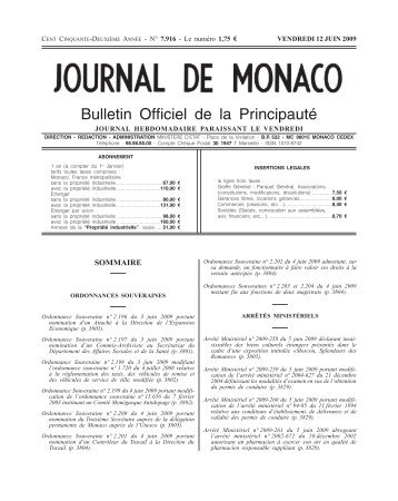 JO7916 Sommaire.pdf - www.gouv.mc