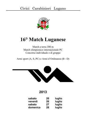 Iscrizione al 16Â° Match Luganese - Civici Carabinieri Lugano