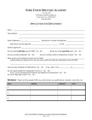 Employment Application - Fork Union Military Academy