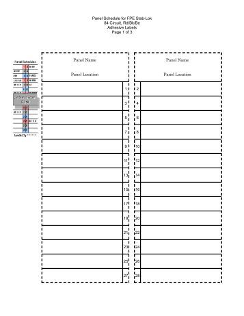 Download Electrical Circuit Breaker Panel Label Template | Gantt Chart Excel Template