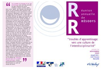 troubles d'apprentissage: vers une culture de l'interd ... - Resodys
