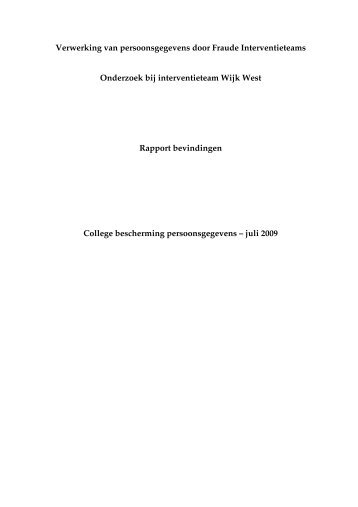 Verwerking van persoonsgegevens door Fraude Interventieteams ...