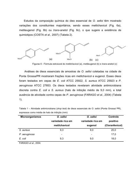 Análise química e da atividade antimicrobiana dos óleos ... - UFRJ