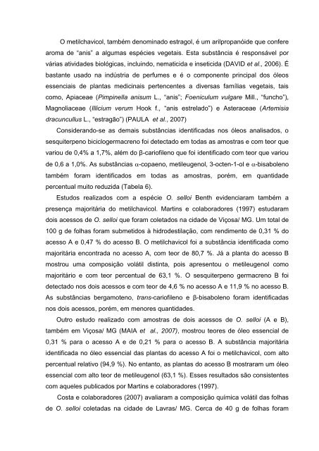 Análise química e da atividade antimicrobiana dos óleos ... - UFRJ