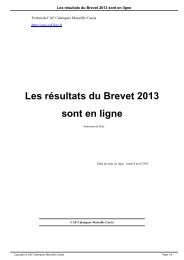 Les rÃ©sultats du Brevet 2013 sont en ligne - CAF Calanques ...