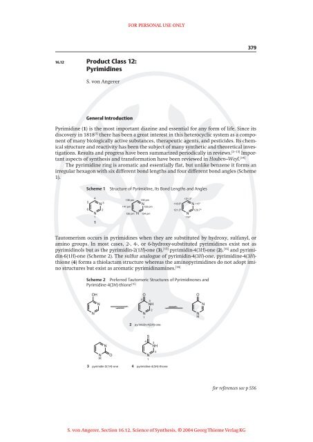 Product Class 12: Pyrimidines - Thieme Chemistry - Home