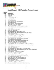 Audit Report – EDI Rejection Reason Codes - Superior HealthPlan