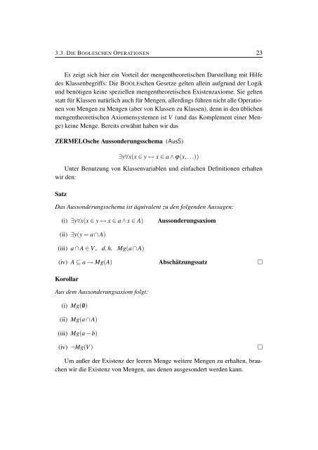 Skriptum zur Vorlesung Mengenlehre