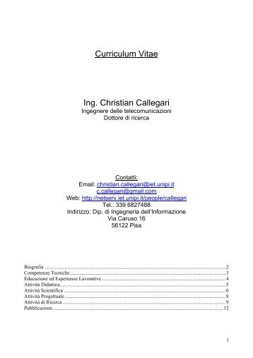 Curriculum Vitae Ing. Christian Callegari