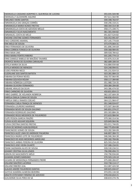 Inscrições homologadas Ênfase na implantação nas ... - CCM/UFPB