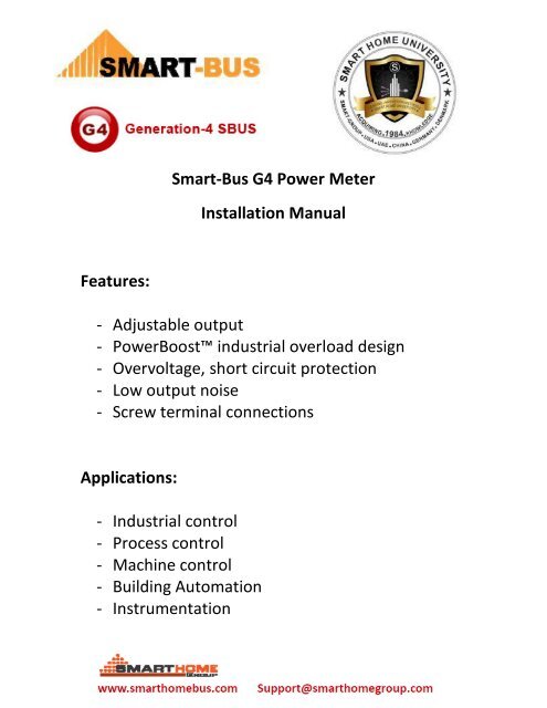 Smart-Bus G4 Power Meter Installation Manual Features ...