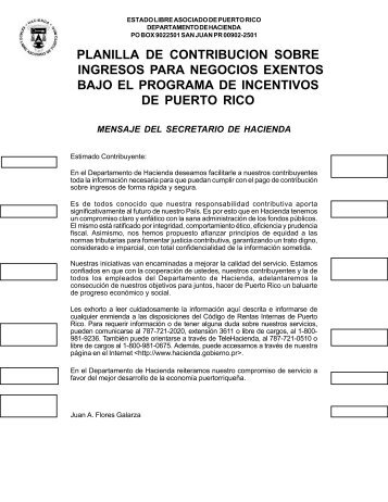 2001 - Departamento de Hacienda - Gobierno de Puerto Rico