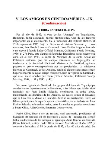 V. LOS AMIGOS EN CENTROAMÉRICA —IX ... - Instituto ALMA