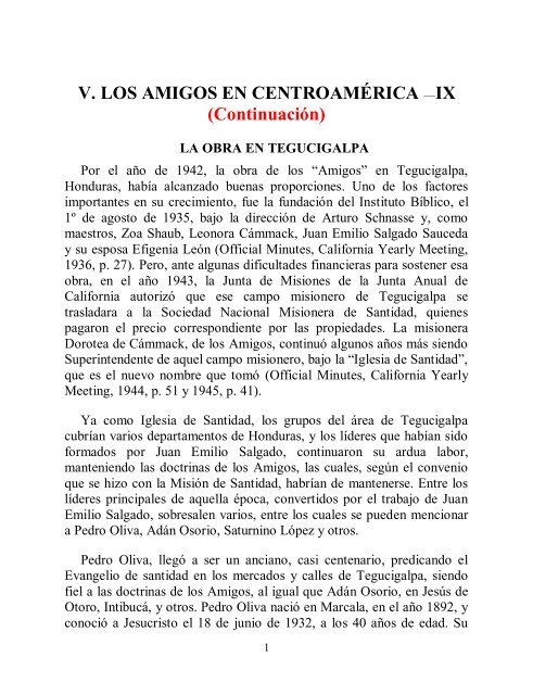 V. LOS AMIGOS EN CENTROAMÉRICA —IX ... - Instituto ALMA