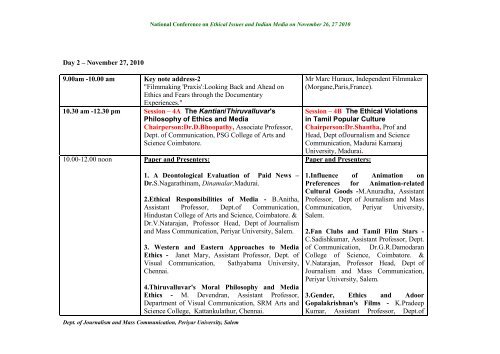 National Conference on Ethical Issues and Indian Media