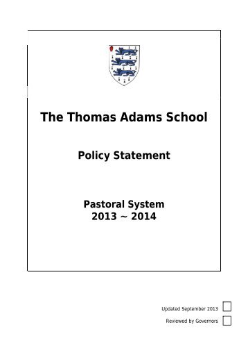 Pastoral System - Thomas Adams School