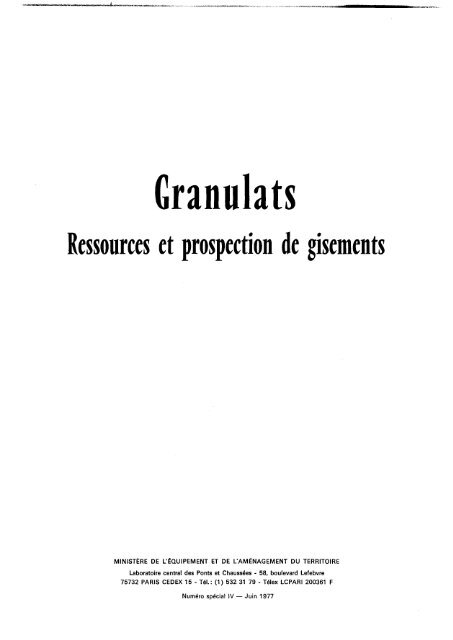 Granulats â€“ Ressources et prospection de gisements