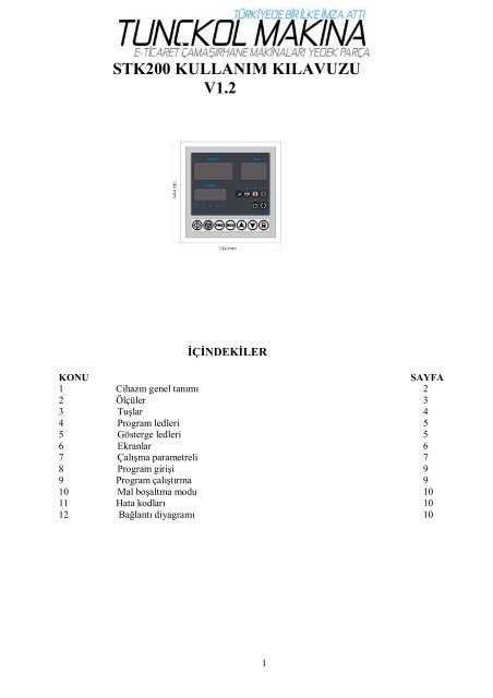 STK - 200 Kurutma MakinasÄ± Kullanma KÄ±lavuzu
