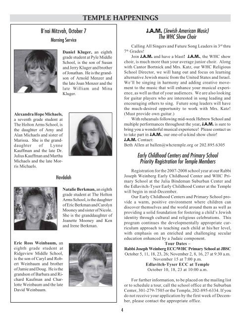 continued from page 1 - Washington Hebrew Congregation