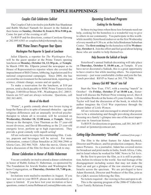 continued from page 1 - Washington Hebrew Congregation