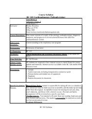 Course Syllabus RC 242 Cardiopulmonary Pathophysiology