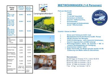 Mietwohnwagen Preise - BOLTENHAGEN - Ostseeurlaub