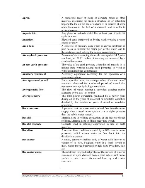 standards / manuals / guidelines for small hydro development