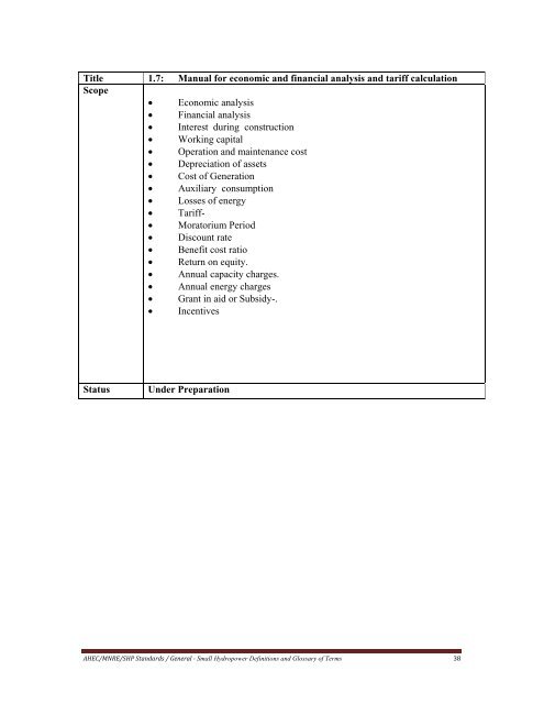 standards / manuals / guidelines for small hydro development