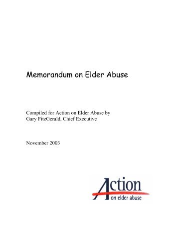 Memorandum on Elder Abuse - Action on Elder Abuse