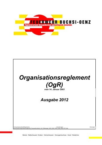 Organisationsreglement Feuerwehrverband - Feuerwehr Buchsi-Oenz