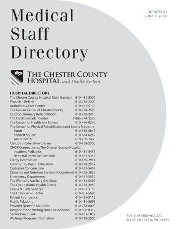 Medical Staff Directory - The Chester County Hospital