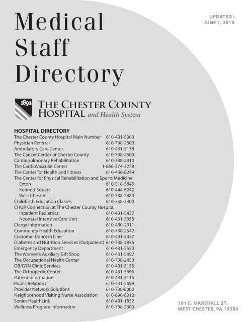 Medical Staff Directory - The Chester County Hospital